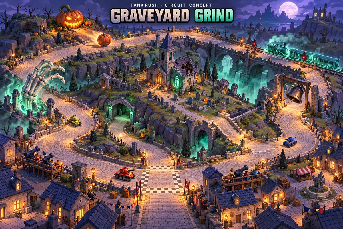 Graveyard Grind haunted mountain course concept artwork